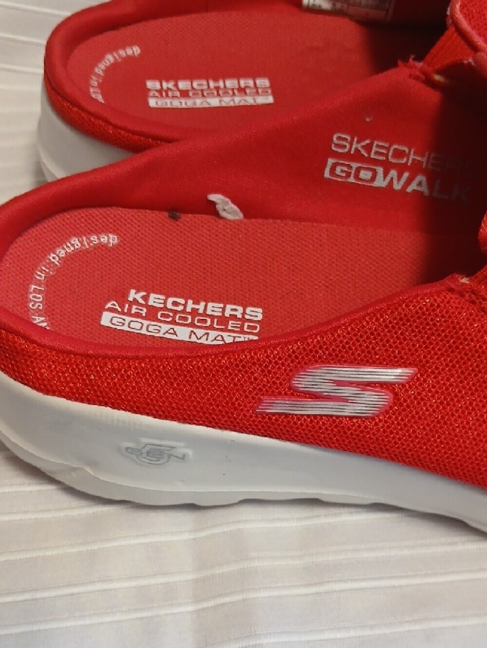 Skechers Red Slip-On Mule with White Sole - Picture 2 of 5
